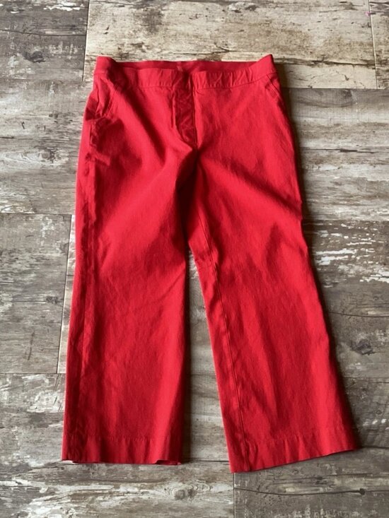 SPANX Pants - SPANX Red On The Go Crop Wide Leg Stretch Twill Pants Women’s Medium